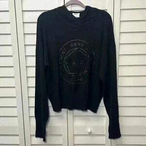 DKNY Viscose Pullover Hoodie Size Large Black